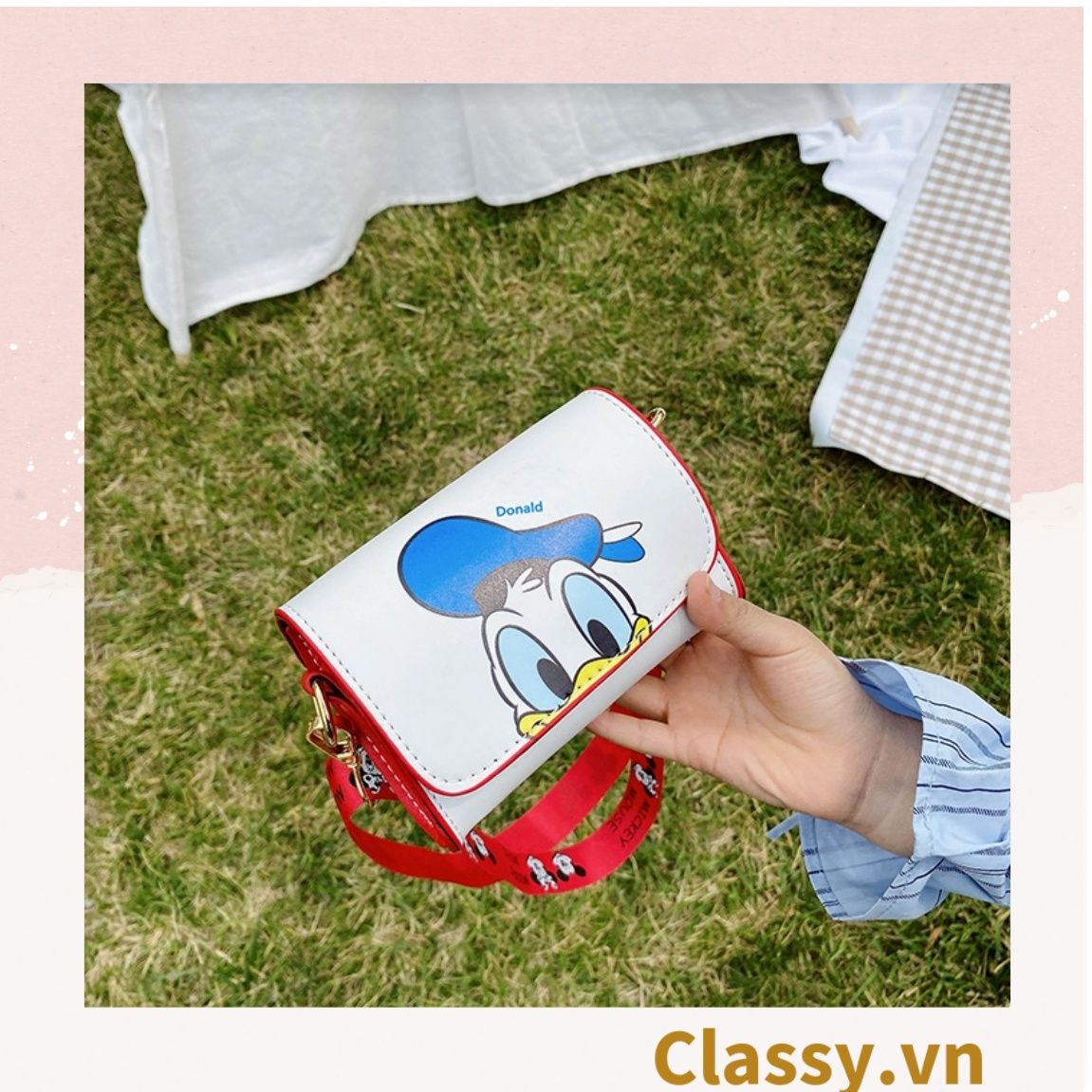  [GIAO HÀNG 7-16691 NGÀY]  Túi mini hình vuông nhiều màu họa tiết hoạt hình Disney siêu dễ thương T584 