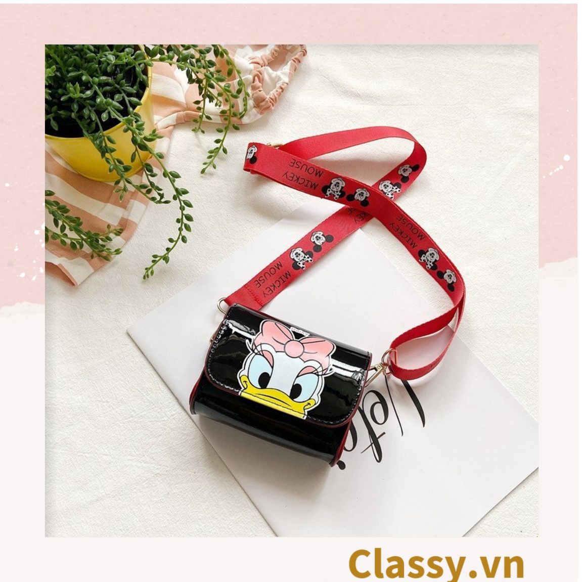  [GIAO HÀNG 7-16691 NGÀY]  Túi mini hình vuông nhiều màu họa tiết hoạt hình Disney siêu dễ thương T584 