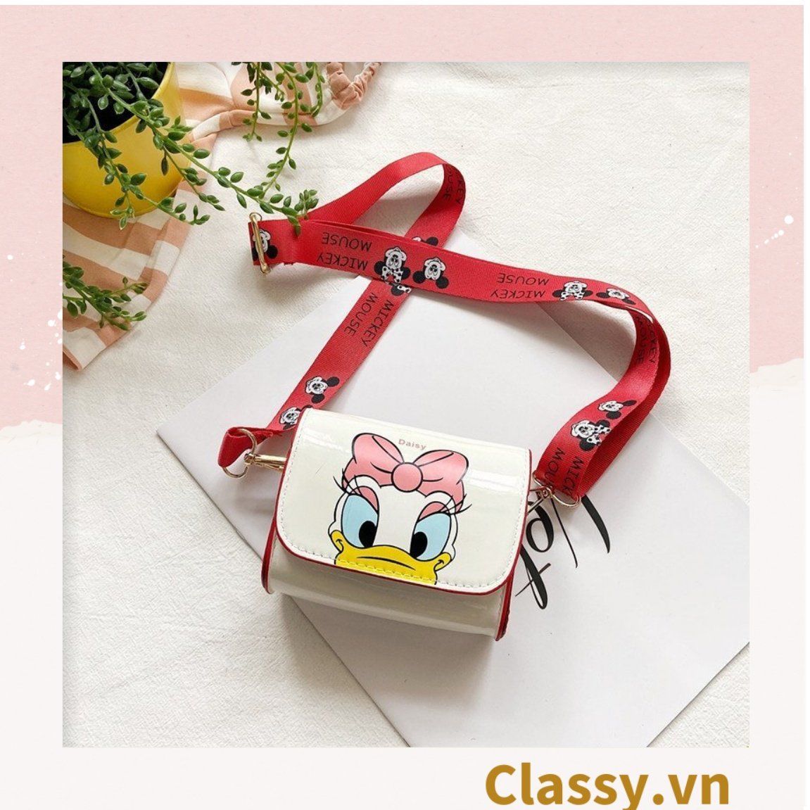  [GIAO HÀNG 7-16691 NGÀY]  Túi mini hình vuông nhiều màu họa tiết hoạt hình Disney siêu dễ thương T584 