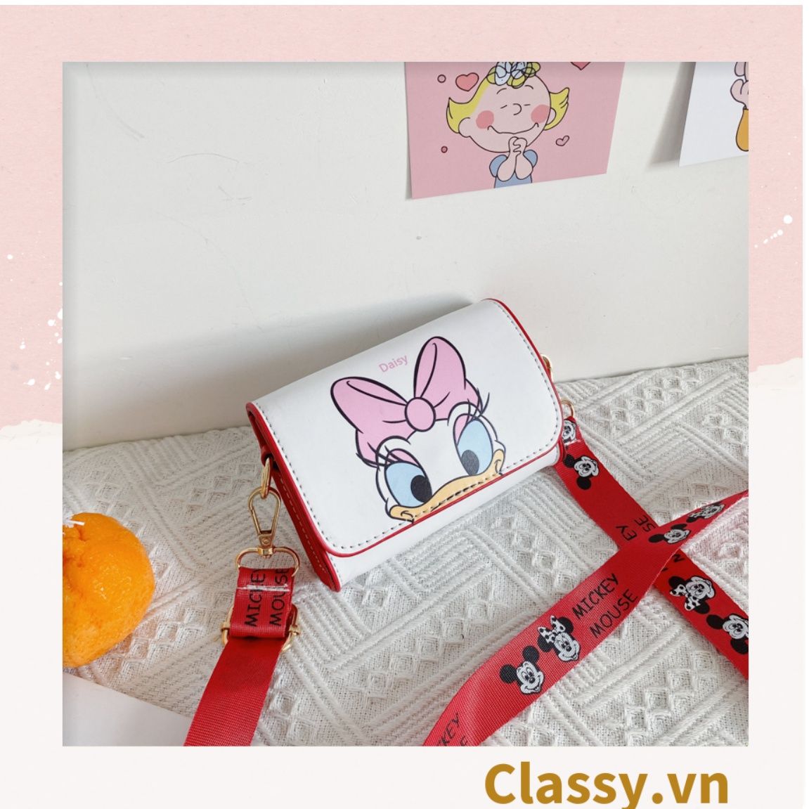  [GIAO HÀNG 7-16691 NGÀY]  Túi mini hình vuông nhiều màu họa tiết hoạt hình Disney siêu dễ thương T584 