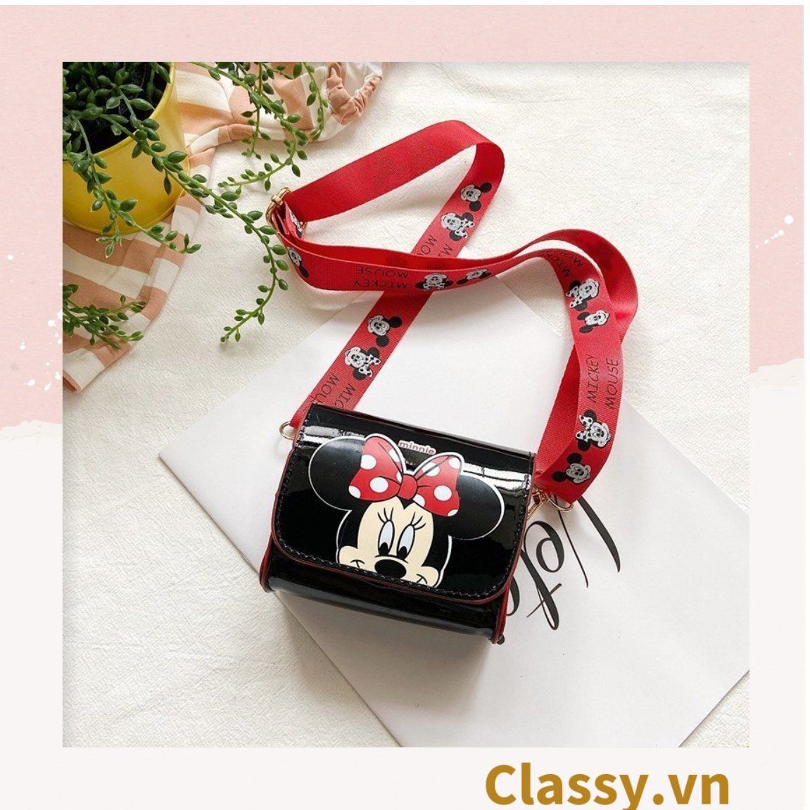  [GIAO HÀNG 7-16691 NGÀY]  Túi mini hình vuông nhiều màu họa tiết hoạt hình Disney siêu dễ thương T584 