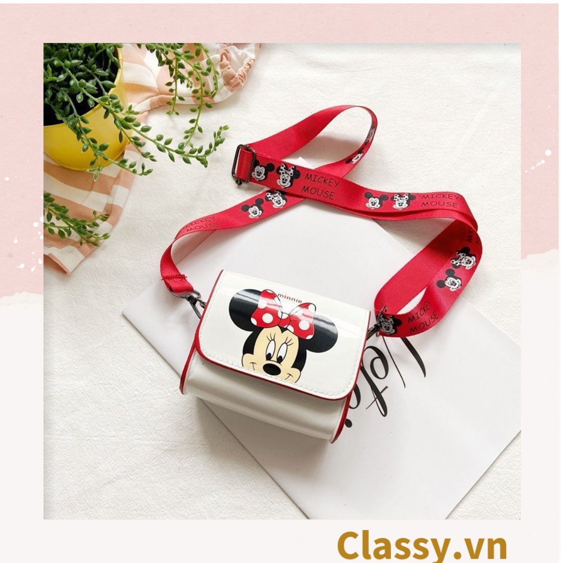  [GIAO HÀNG 7-16691 NGÀY]  Túi mini hình vuông nhiều màu họa tiết hoạt hình Disney siêu dễ thương T584 