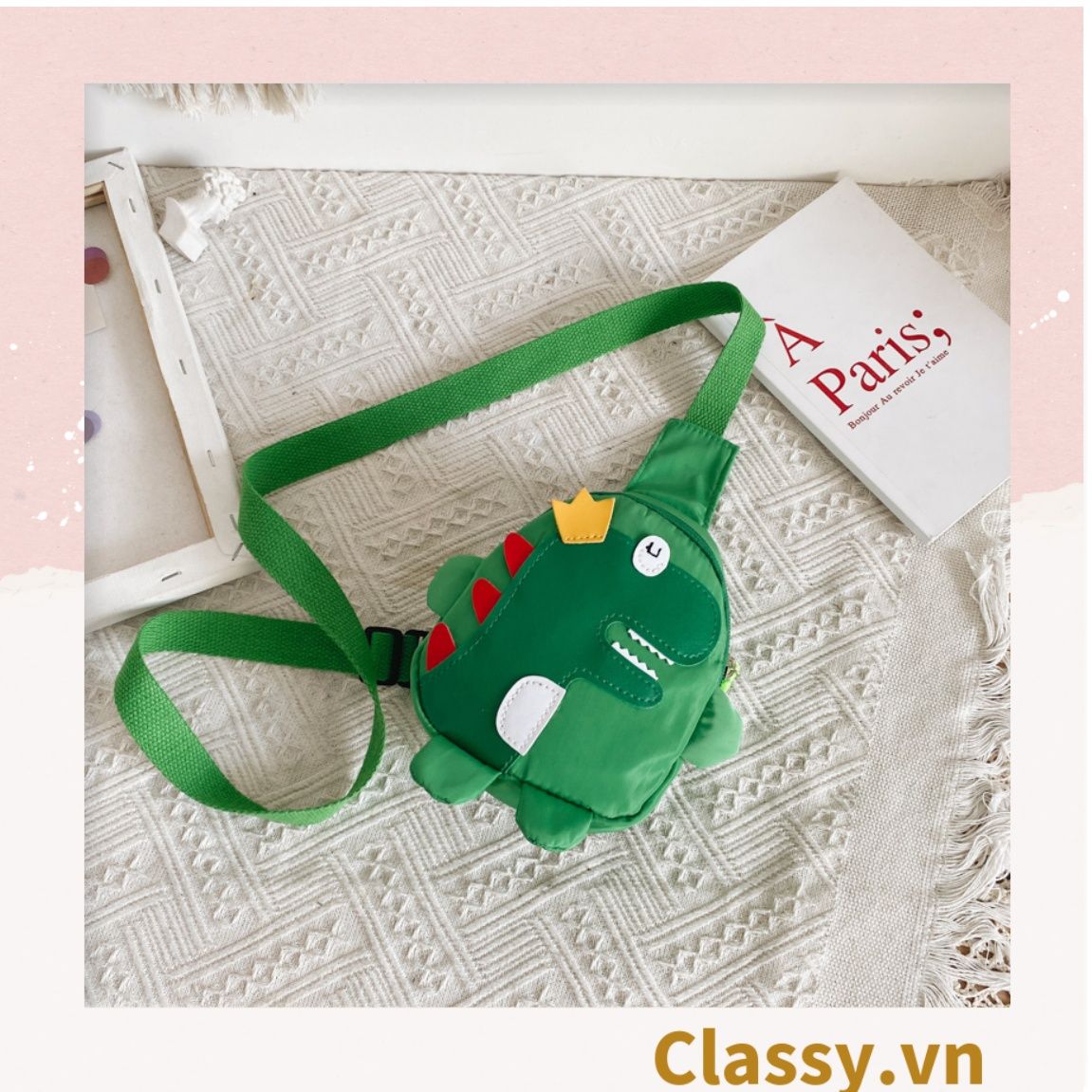  [GIAO HÀNG 7-16981 NGÀY]  Ba lô vải canvas mô phỏng hình chú khủng long đáng yêu T602 