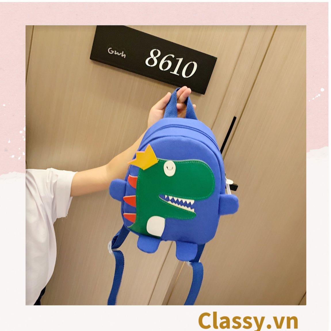  [GIAO HÀNG 7-16981 NGÀY]  Ba lô vải canvas mô phỏng hình chú khủng long đáng yêu T602 