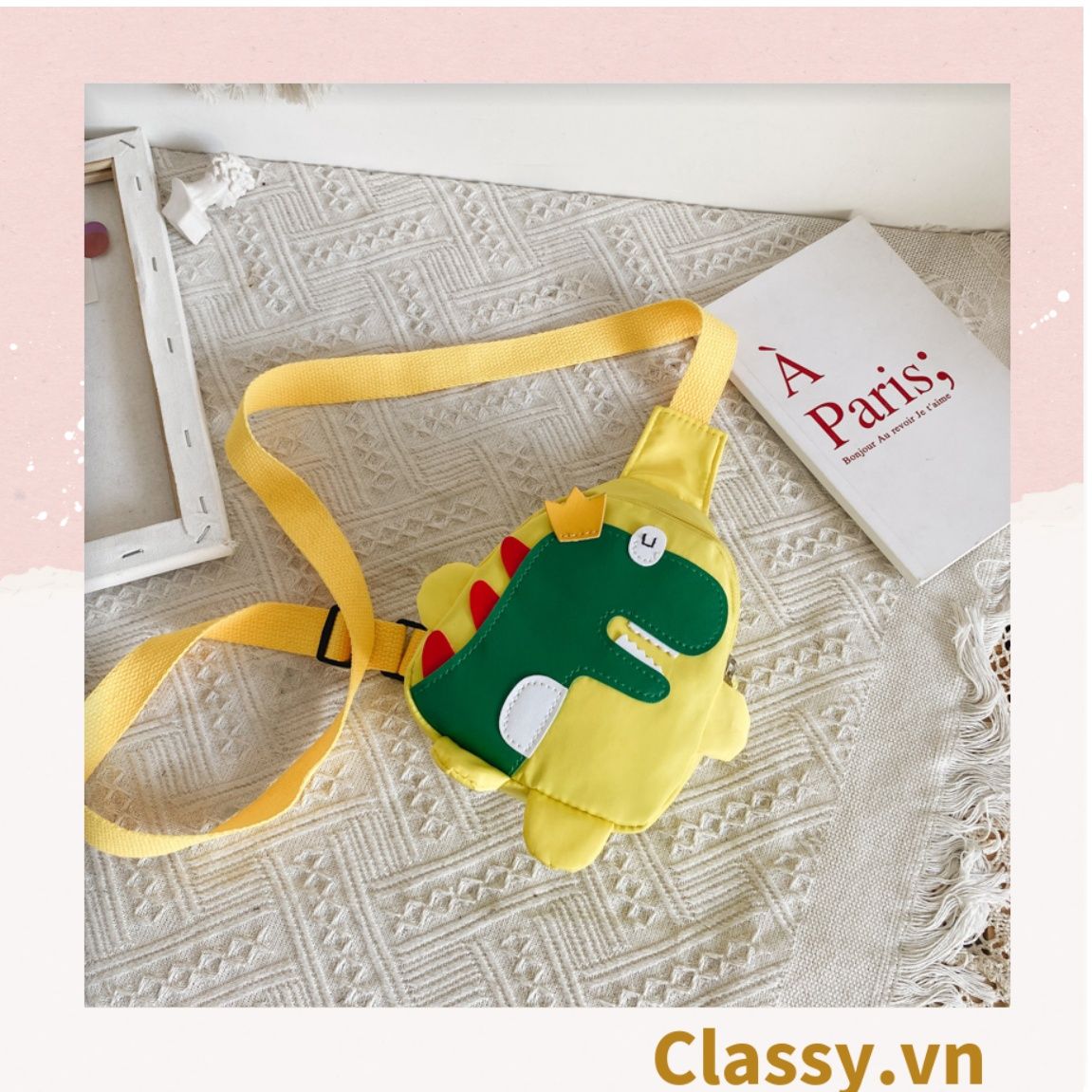  [GIAO HÀNG 7-16981 NGÀY]  Ba lô vải canvas mô phỏng hình chú khủng long đáng yêu T602 