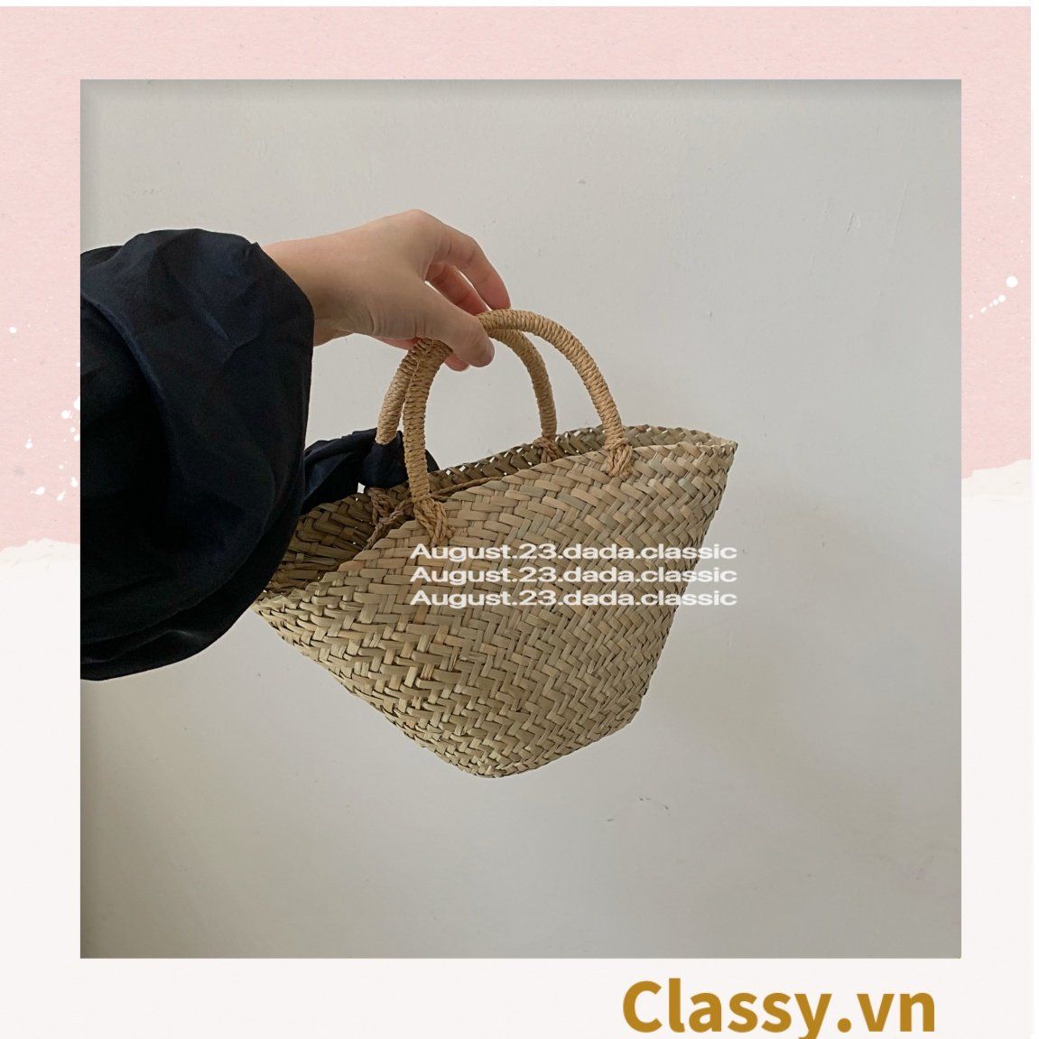  [GIAO HÀNG 7-25 NGÀY] T960 Túi cỏ bàng hình quai xách xách tay đi chơi, đi biển, dạo phố kiểu mới, 2 kích cỡ lựa chọn 