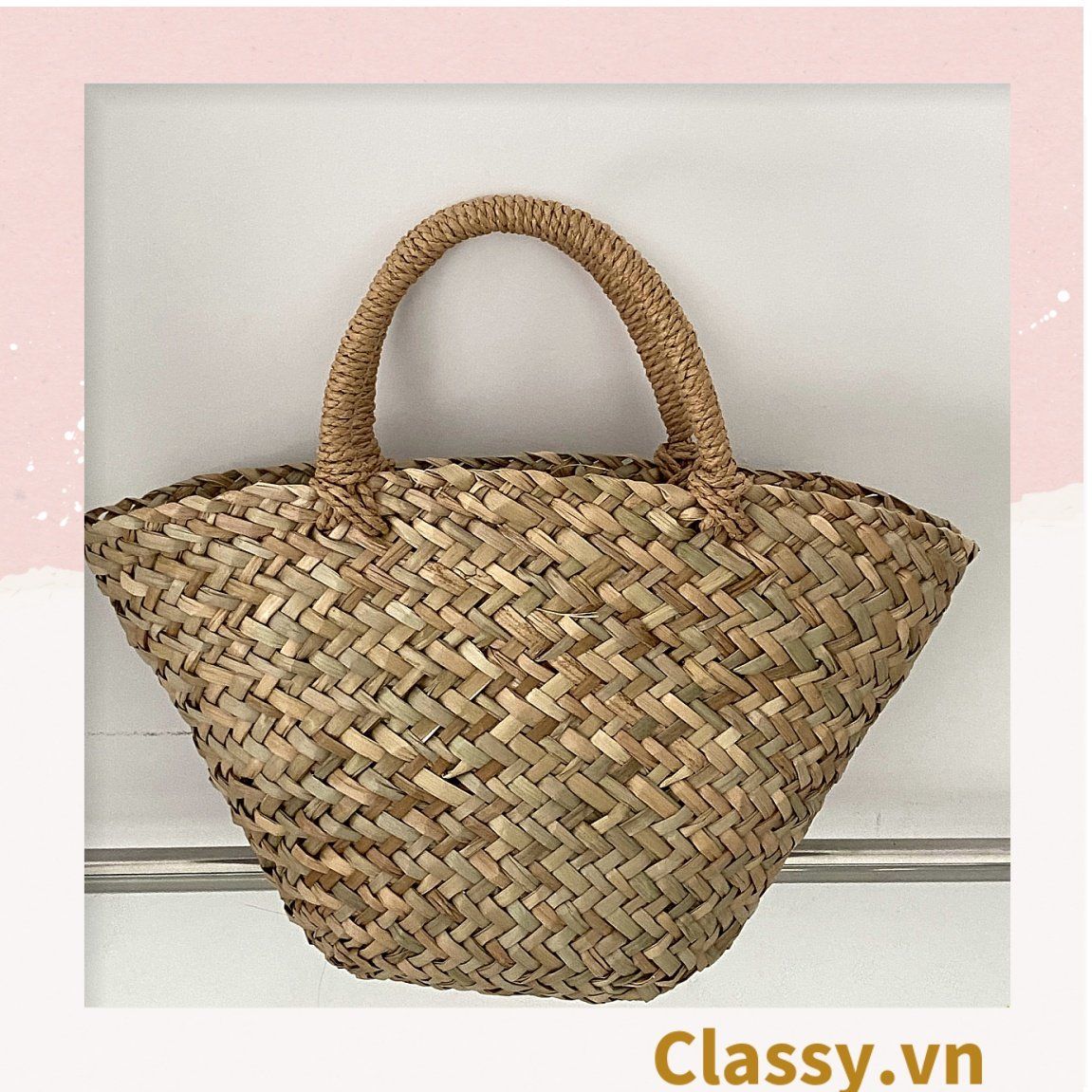  [GIAO HÀNG 7-25 NGÀY] T960 Túi cỏ bàng hình quai xách xách tay đi chơi, đi biển, dạo phố kiểu mới, 2 kích cỡ lựa chọn 