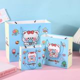  [GIAO HÀNG 7-25 NGÀY] COMBO 100 Túi giấy quai xách họa tiết hoa lá màu hồng,xanh pastel đính kèm ruy băng nơ Q1888 