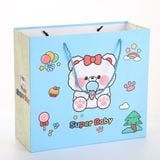  [GIAO HÀNG 7-25 NGÀY] COMBO 100 Túi giấy quai xách họa tiết hoa lá màu hồng,xanh pastel đính kèm ruy băng nơ Q1888 