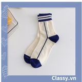  Classy Tất cổ cao, vớ cổ cao màu xanh họa tiết vui nhộn, chất cotton siêu êm G1346 