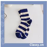  Classy Tất cổ cao, vớ cổ cao màu xanh họa tiết vui nhộn, chất cotton siêu êm G1346 