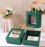  Q793 Bộ Túi giấy và Hộp quà tự gấp kích thước 20x20x9cm trong suốt trơn màu, quà tặng lễ tết sinh nhật xinh xắn 