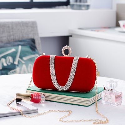  [GIAO HÀNG 7-23580 NGÀY]  Cốp nhung - Clutch nhung đi tiệc siêu sang Dài 18 CM X Cao 6 CM, đựng vừa điện thoại, son môi 