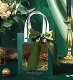  Q793 Bộ Túi giấy và Hộp quà tự gấp kích thước 20x20x9cm trong suốt trơn màu, quà tặng lễ tết sinh nhật xinh xắn 