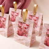  [GIAO HÀNG 7-25 NGÀY]  COMBO 100 TÚI Hộp giấy đựng quà tặng họa tiết  Hoa Hồng Vàng Pháp Retro vintage có gắn quai da Q1891 