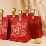  [GIAO HÀNG 7-25 NGÀY]  COMBO 100 TÚI Hộp giấy đựng quà tặng họa tiết  Hoa Hồng Vàng Pháp Retro vintage có gắn quai da Q1891 