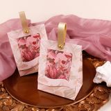  [GIAO HÀNG 7-25 NGÀY]  COMBO 100 TÚI Hộp giấy đựng quà tặng họa tiết  Hoa Hồng Vàng Pháp Retro vintage có gắn quai da Q1891 