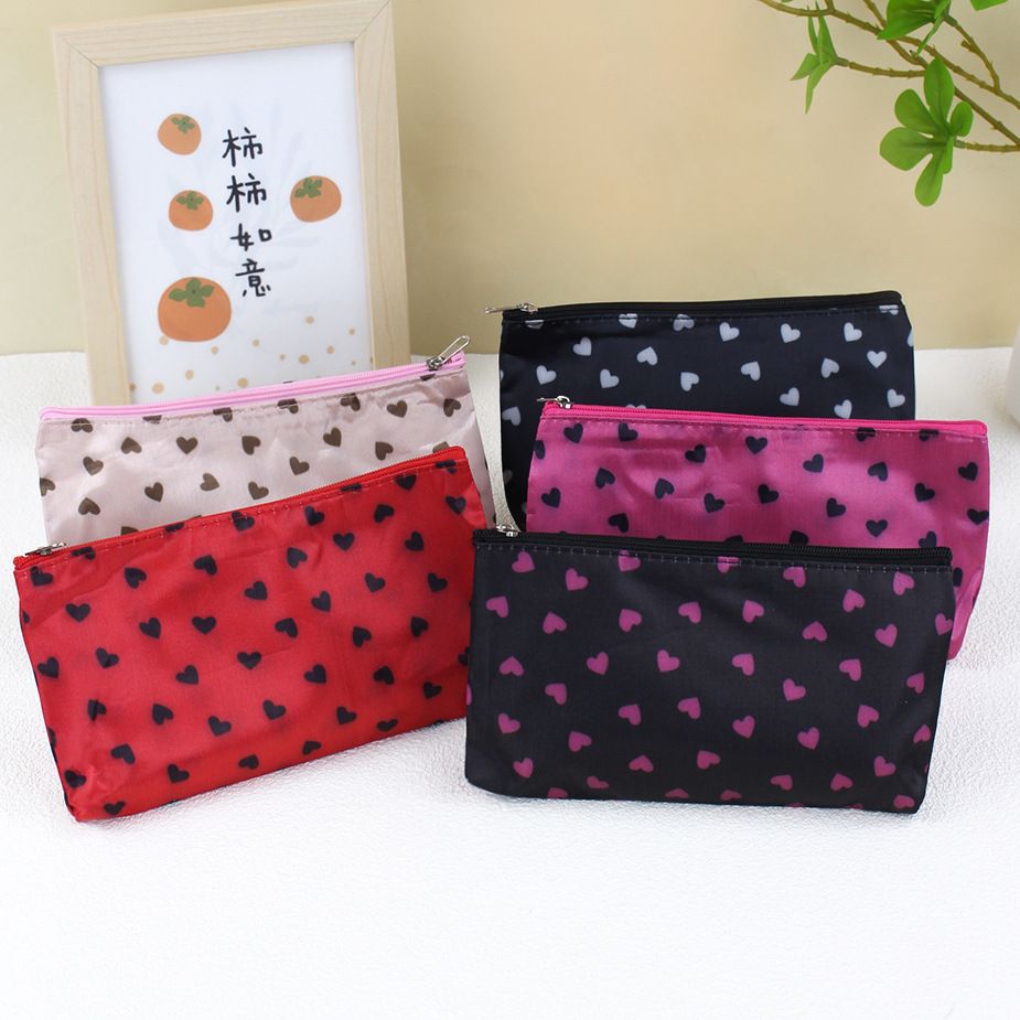  [GIAO HÀNG 7-25 NGÀY]  COMBO 50 Túi vải Canvas tiện ích đựng mỹ phẩm, văn phòng phẩm, đồ du lịch chống thấm nước hoạ tiết trái tim xinh xắn 