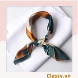  Khăn lụa vuông đi kèm túi cói 50X55cm turban bandana thời trang hàn quốc nhiều kiểu đẹp; phong cách vintage P420 