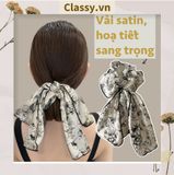  Dây cột tóc vải satin to bản, sang trọng, họa tiết hoa dễ thương, có thể dùng làm phụ kiện chụp ảnh PK1235 