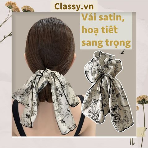  Dây cột tóc vải satin to bản, sang trọng, họa tiết hoa dễ thương, có thể dùng làm phụ kiện chụp ảnh PK1235 