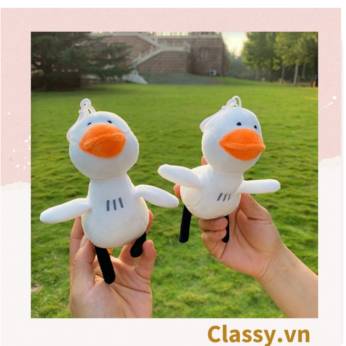  [GIAO HÀNG 7-25 NGÀY]  Classy Móc khóa hình vịt con màu trắng nhồi bông, móc khóa điện thoại, balo, ví PK1276 