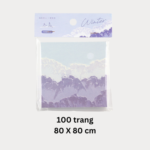  100 tờ Giấy note, giấy ghi chú họa tiết bầu trời lãng mạn PK726, loại không có keo dính, có thể xé rời 