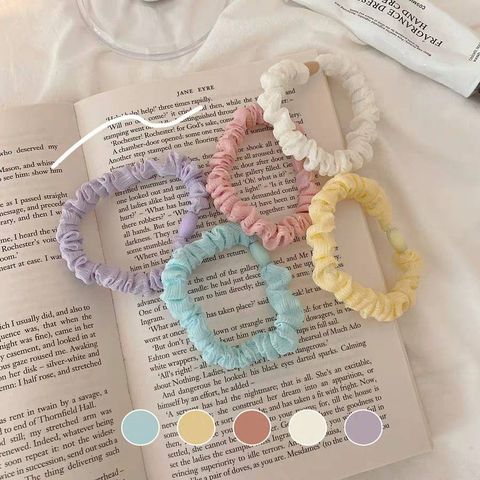  Combo 5 Dây cột tóc Classy đơn giản thanh lịch bằng vải phi bóng 5 màu Pastel PK1365 