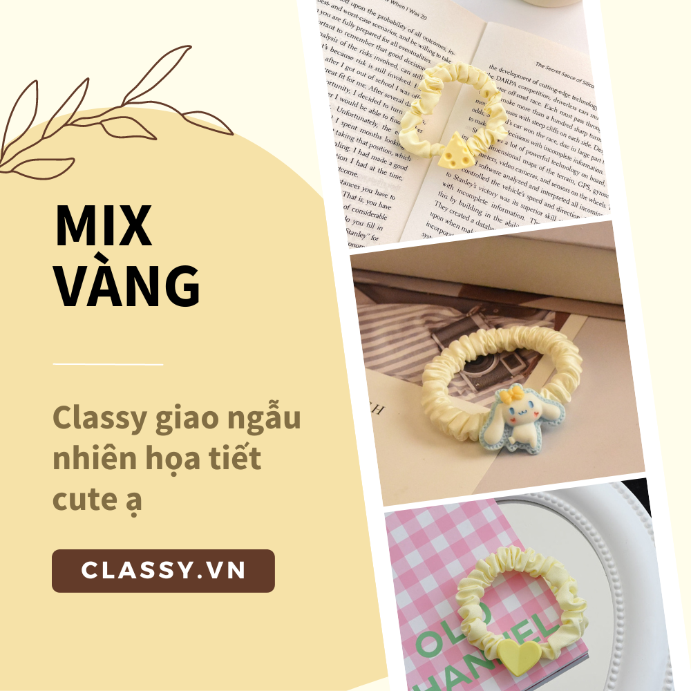  Dây cột tóc Classy bằng vải phi bóng hình chú thỏ con đáng yêu siêu bền PK1365 