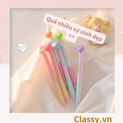  Bút gel hình trái tim xinh xắn đáng yêu, mực đậm và đều PK1549 
