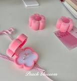  [GIAO HÀNG 7-25 NGÀY]  Classy Hộp đựng nhẫn, đựng khuyên tai hình bông đào màu hồng Q1591 
