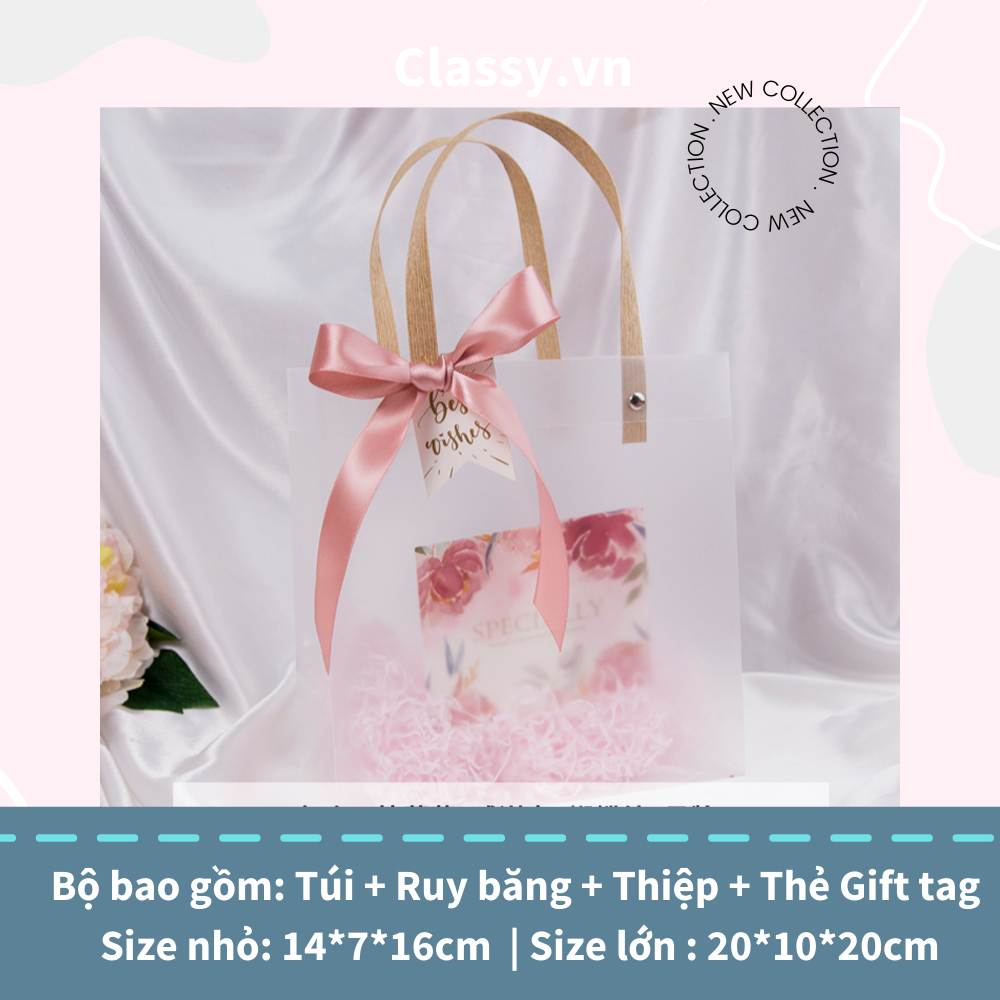 [GIAO HÀNG 7-25 NGÀY] Classy Túi quà tặng, túi quai xách nhựa trong suốt nhiều kích cỡ Q1593 