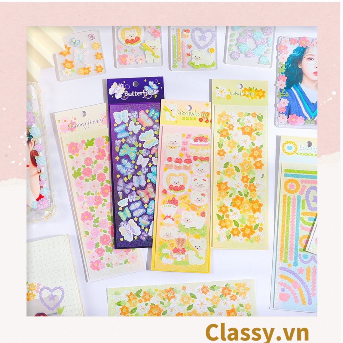  [GIAO HÀNG 7-4515 NGÀY]  Classy Sticker Hoạt Hình Lấp Lánh Xinh Xắn Theo Phong Cách Hàn Quốc PK1700 