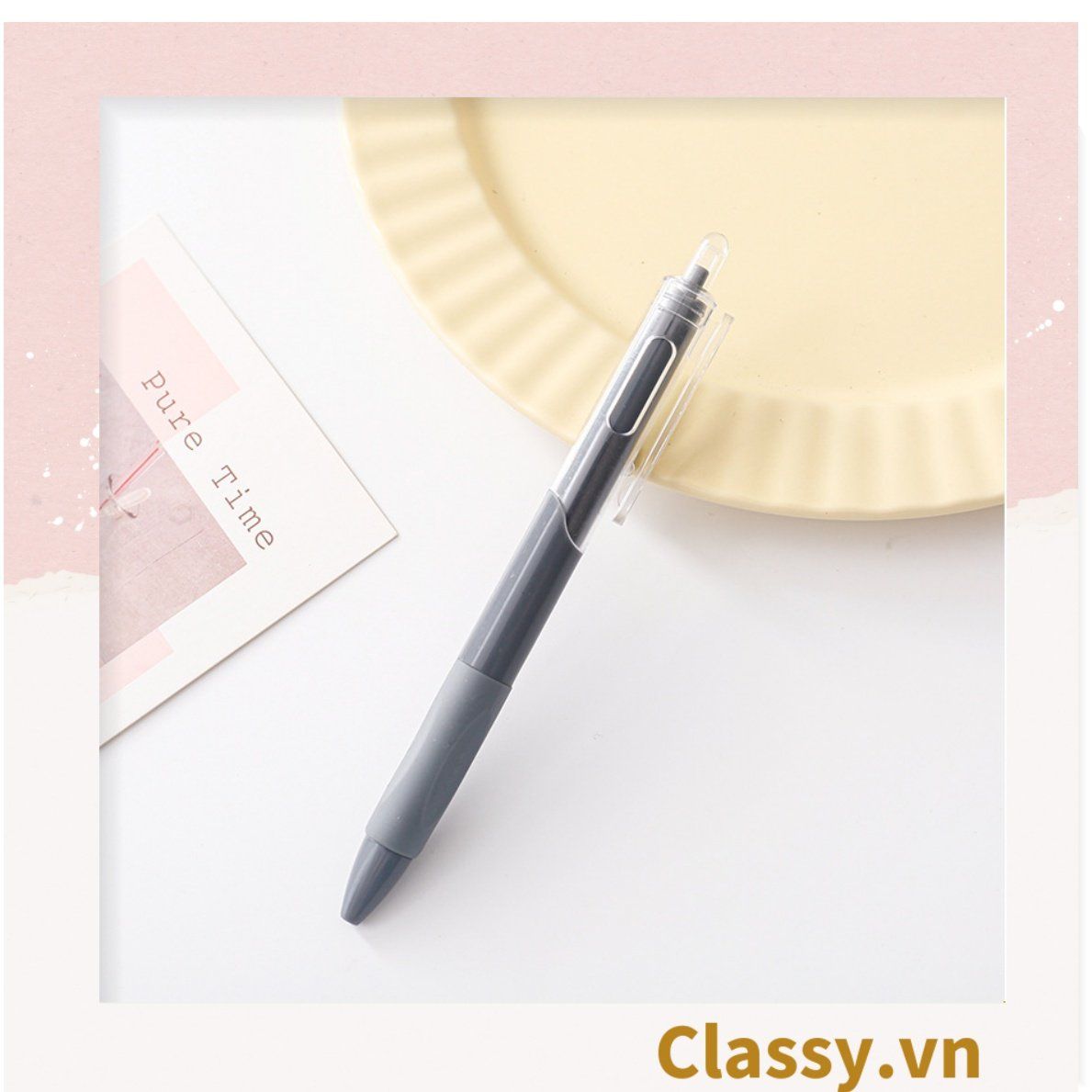  [GIAO HÀNG 7-25 NGÀY] Classy Bút bi mực đen trơn màu cơ bản có miếng đệm tay giảm đau tay khi sử dụng lâu PK1728 