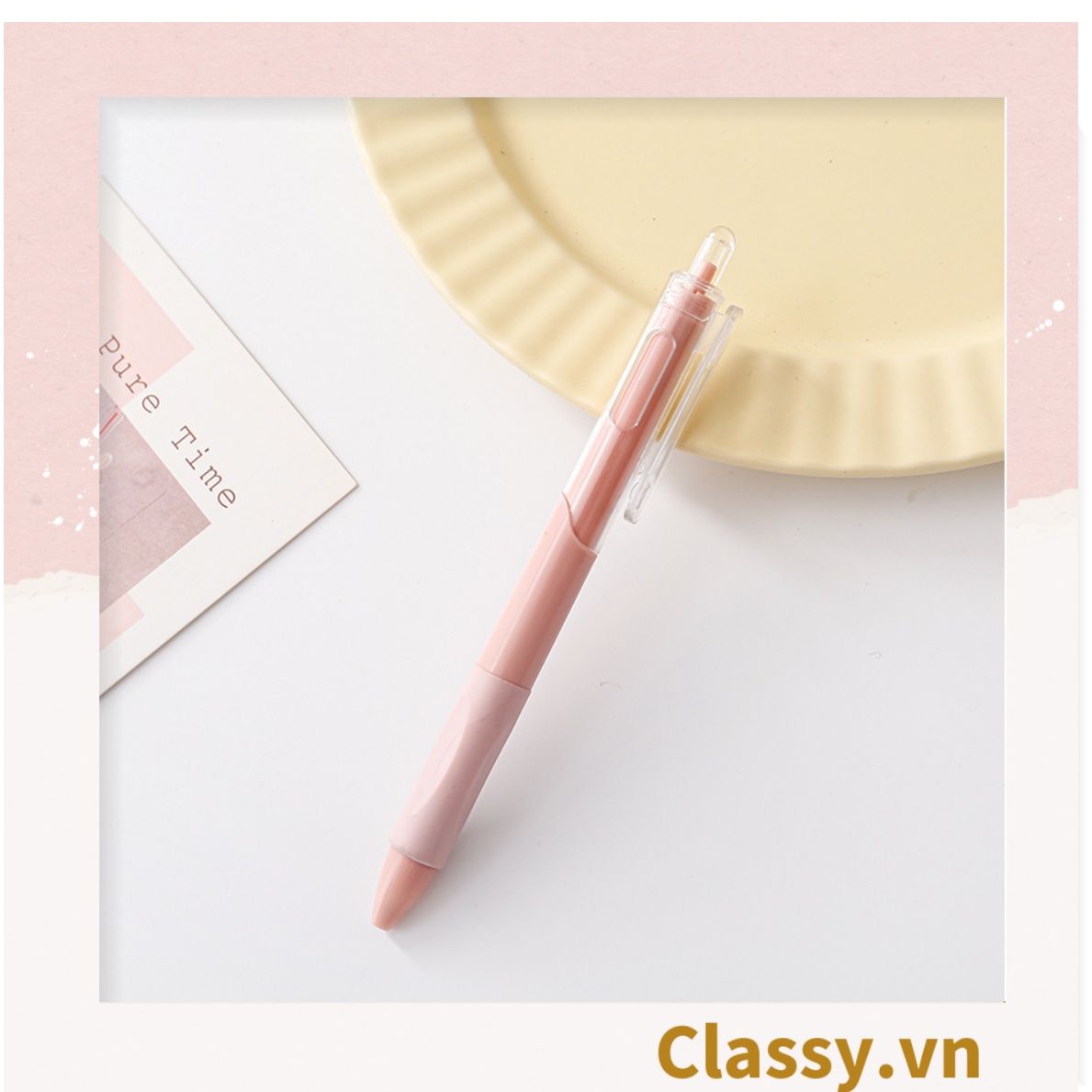  [GIAO HÀNG 7-25 NGÀY] Classy Bút bi mực đen trơn màu cơ bản có miếng đệm tay giảm đau tay khi sử dụng lâu PK1728 