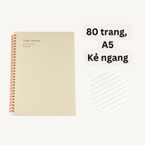  Sổ Kẻ ngang 80 trang bìa mờ kích thước A5 (20.8 X 14.4 CM) kiểu dáng Retro, Phong cách tối giản Classy Basic dùng để ghi chú, học tập, làm việc PK1735 