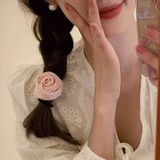  Dây cột tóc hoa hồng roses bằng vải satin sang trọng nữ tính, thun buộc tóc đáng yêu phong cách nữ tính dành cho nữ PK1737 