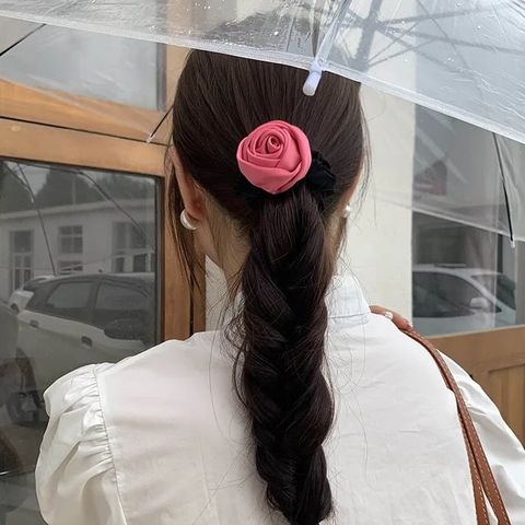  Dây cột tóc hoa hồng roses bằng vải satin sang trọng nữ tính, thun buộc tóc đáng yêu phong cách nữ tính dành cho nữ PK1737 