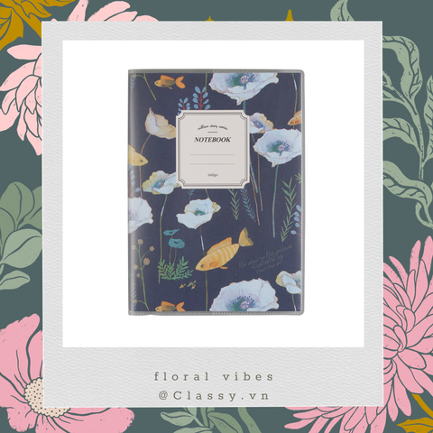  20 CUỐN Sổ tay ghi chép A6  60 trang bìa trong suốt Classy- Giấy kẻ ngang chống lóa mắt họa tiết hoa vintage PK1744 (ORDER) 