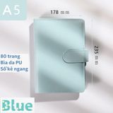  Sổ tay bìa da bìa còng ghi chú giấy màu trơn pastel, giấy kẻ ngang 200 trang có ngăn đựng thẻ, làm bút ký hoặc viết ghi chú, lên kế hoạch, PK1775 