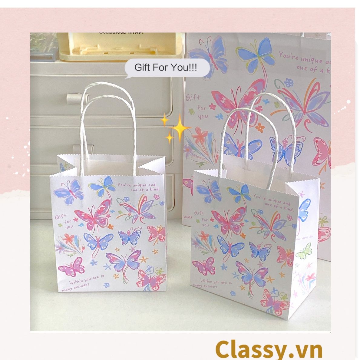  [GIAO HÀNG 7-25 NGÀY] Túi giấy kraft kích thước 26 X 21 X 11 CM có quai xách, nhiều hình nhiều kích cỡ lựa chọn Q1352 