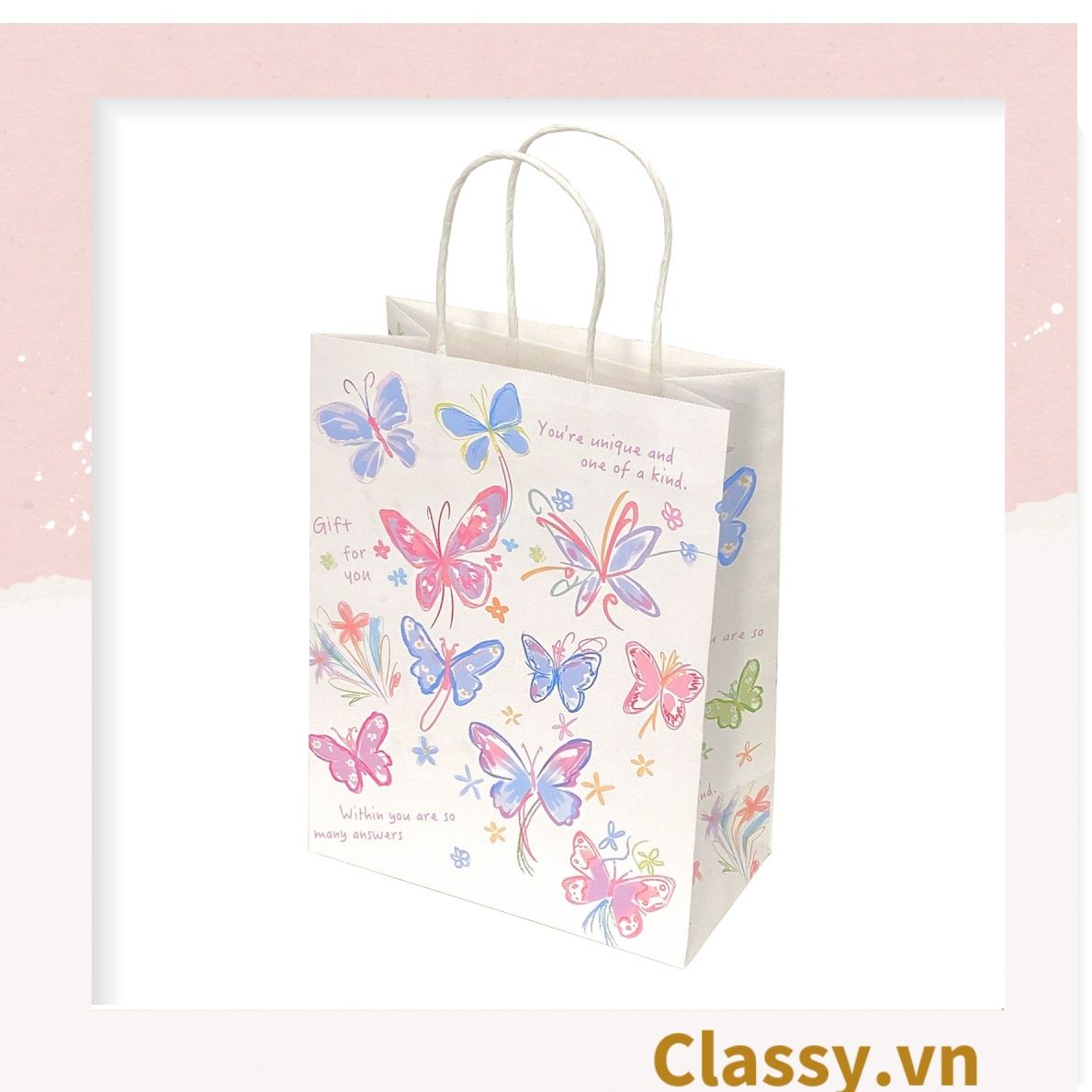  [GIAO HÀNG 7-25 NGÀY] Túi giấy kraft kích thước 26 X 21 X 11 CM có quai xách, nhiều hình nhiều kích cỡ lựa chọn Q1352 