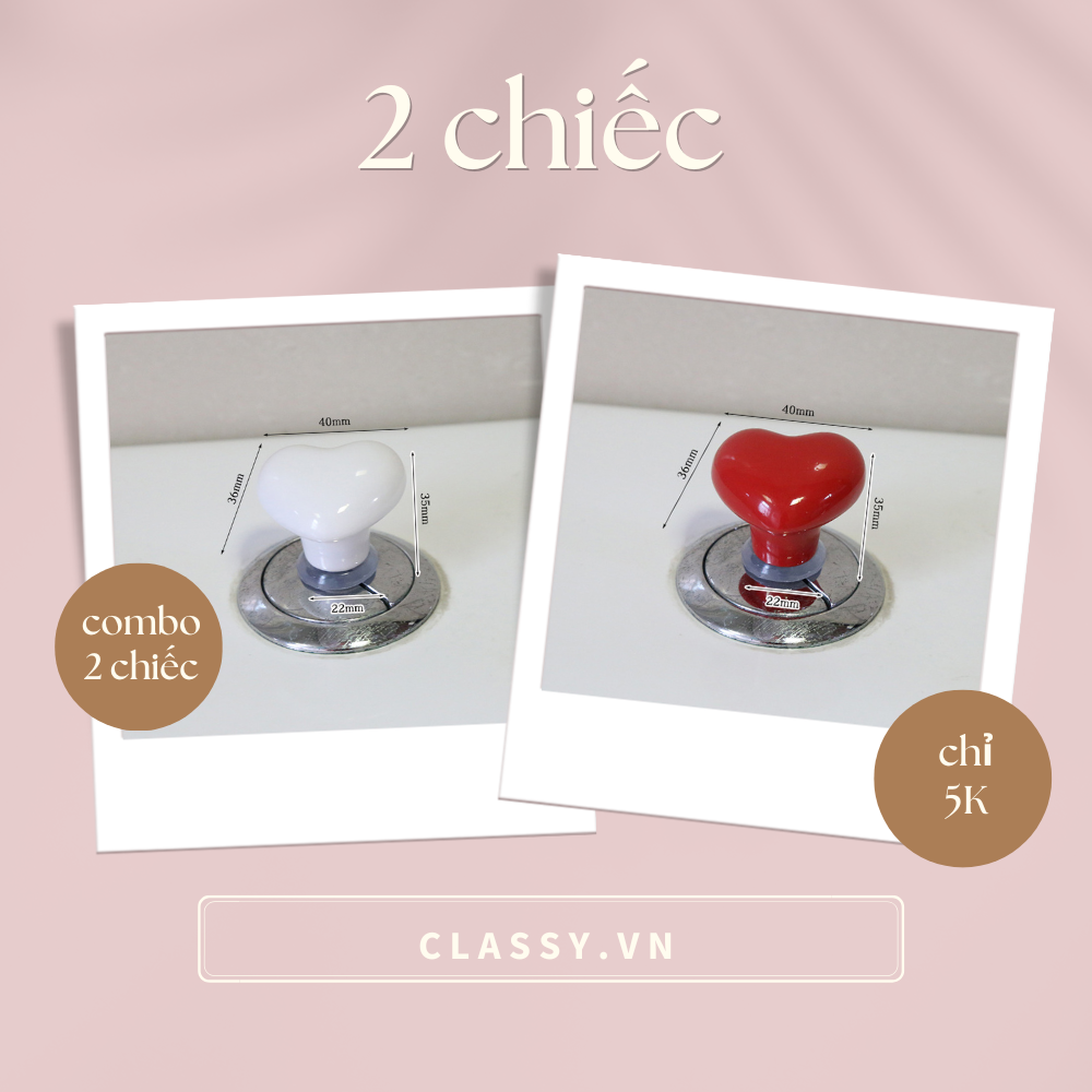  [GIAO HÀNG 7-25 NGÀY]  Combo 2 Nút bấm bồn cầu, tay nắm cửa, bồn rửa mặt hình tình yêu nút sáng tạo bồn cầu phòng tắm nút thời trang PK1841 