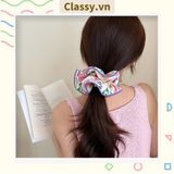  [GIAO HÀNG 7-25 NGÀY] Dây cột tóc Classy scrunchies to bản xếp li hoa viền trắng nữ tính, thanh lịch dành cho nữ PK1869 