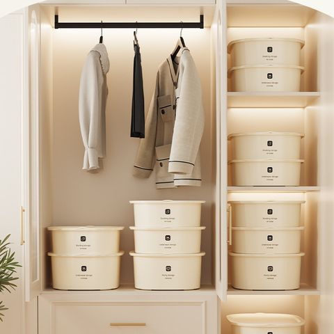  [GIAO HÀNG 7-25 NGÀY] COMBO 5 Kệ lưu trữ Hộp Đựng Đồ lót, đựng vớ màu bơ đa chức năng để bàn để tủ quần áo PK1880 