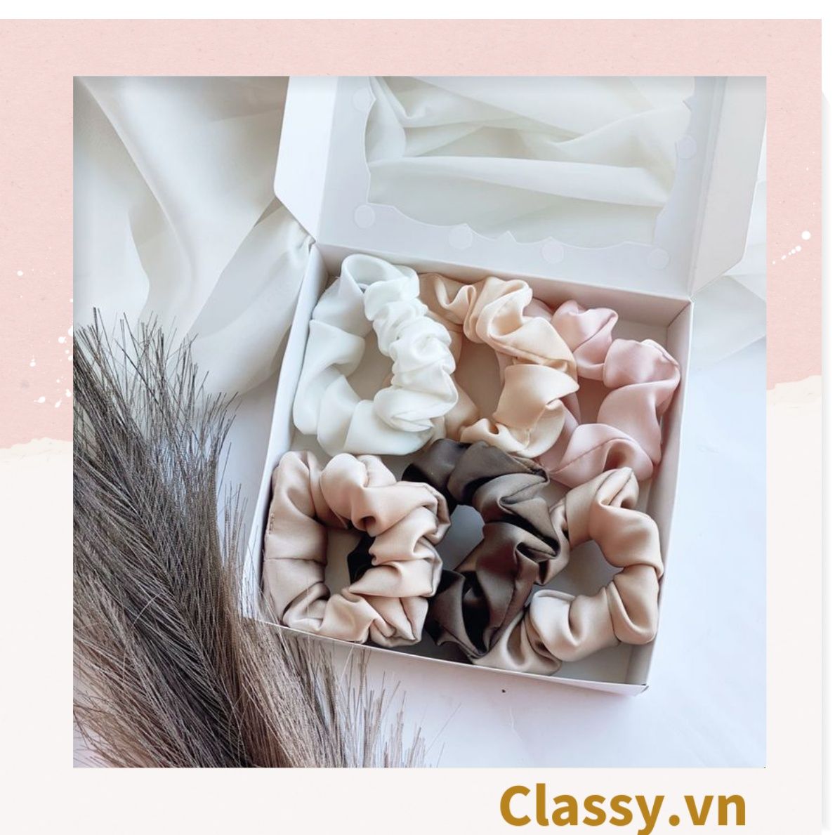  DÂY CỘT TÓC VẢI SCRUNCHIES SATIN MỜ HOT TREND PK213 