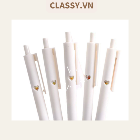  Combo 5 bút bi với 8 biểu cảm, màu trắng ngòi 0.5 cm PK489 