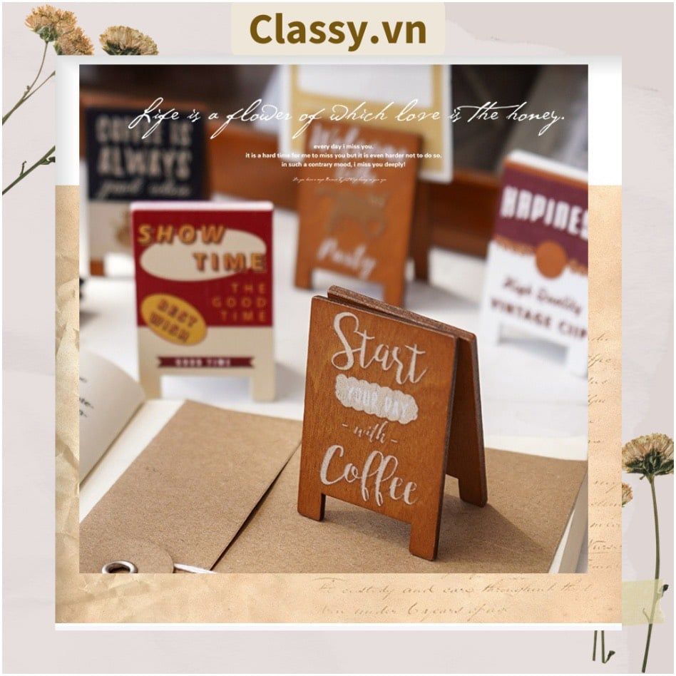  [GIAO HÀNG 7-25 NGÀY] COMBO 50 Kẹp đỡ giấy Lưu ý để bàn trang trí, chất liệu gỗ, kích thước 4,2 * 6cm style vintage PK622 
