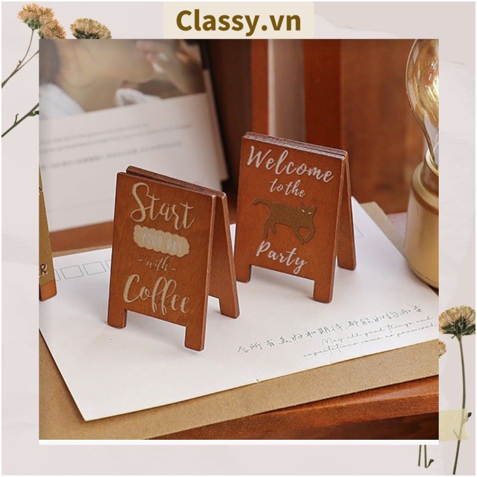  [GIAO HÀNG 7-25 NGÀY] COMBO 50 Kẹp đỡ giấy Lưu ý để bàn trang trí, chất liệu gỗ, kích thước 4,2 * 6cm style vintage PK622 