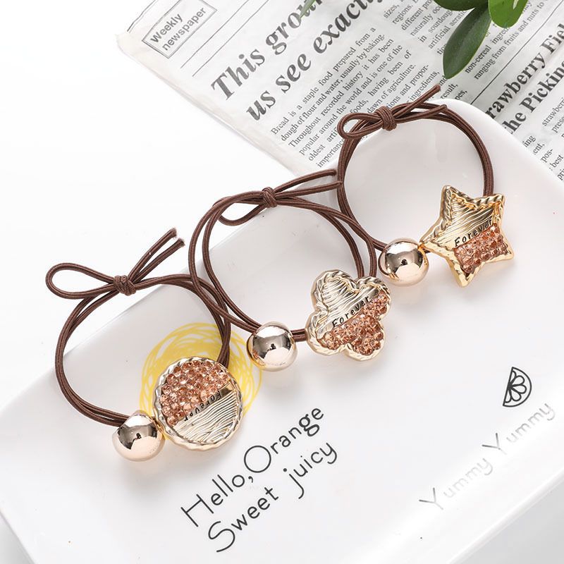  Dây cột tóc bền chắc giá đính hạt họa tiết ánh kim các loại nữ tính PK631 